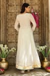 Shop_Sanam_Off White Chanderi Mirrors, Gota Patti V-neck Embroidered Angarkha Anarkali Set _at_Aza_Fashions