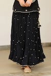 Sanam_Black Chanderi Embroidery, Mirrors, Tassels Halter Neck Kurta Skirt Set _Online_at_Aza_Fashions
