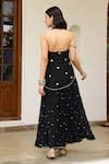 Shop_Sanam_Black Chanderi Embroidery, Mirrors, Tassels Halter Neck Kurta Skirt Set _at_Aza_Fashions