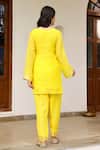 Shop_Sanam_Yellow Chanderi Mirrors Round Neck Zardozi Embroidered Kurta Set _at_Aza_Fashions