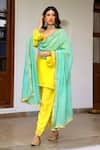 Buy_Sanam_Yellow Chanderi Mirrors Round Neck Zardozi Embroidered Kurta Set _Online_at_Aza_Fashions