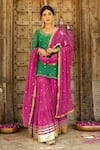 Shop_Sanam_Green Chanderi Zari, Mirrors Round Neck Gota Embroidered Kurta Sharara Set 