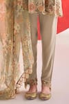 Ridhima Bhasin_Gray Chanderi, Crepe Embroidery Round Neck Roohi Kurta And Pant Set _Online_at_Aza_Fashions