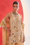 Buy_Ridhima Bhasin_Gold Tissue Embroidery Halter Neck Swarna Kurta Set _Online_at_Aza_Fashions