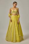 Priyal Prakash_Yellow Organza, Net Sequins, Embroidery Hand Lehenga Set _Online_at_Aza_Fashions