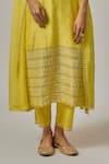 Buy_Priyal Prakash_Yellow Chanderi, Cotton, Viscose, Organza Embroidery, Hand Straight Kurta Set _Online_at_Aza_Fashions