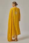 Shop_Priyal Prakash_Yellow Chanderi, Cotton, Viscose, Organza Embroidery, Straight Kurta Set _at_Aza_Fashions