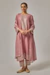 Buy_Priyal Prakash_Pink Chanderi, Viscose, Organza Sequins, Zari, Embroidery Geometric Kurta Set _at_Aza_Fashions