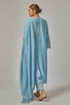 Shop_Priyal Prakash_Sky Blue Chanderi, Cotton, Viscose, Organza Sequins, Zari, Geometric Kurta Set _at_Aza_Fashions