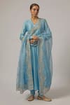 Buy_Priyal Prakash_Sky Blue Chanderi, Cotton, Silk Organza Sequins, Zari, Embroidery Anarkali Set _Online_at_Aza_Fashions