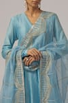 Priyal Prakash_Sky Blue Chanderi, Cotton, Silk Organza Sequins, Zari, Embroidery Anarkali Set _at_Aza_Fashions
