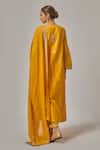 Shop_Priyal Prakash_Yellow Chanderi, Cotton, Viscose, Organza Sequins, Embroidery Yoke Kurta Set _at_Aza_Fashions