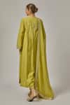 Shop_Priyal Prakash_Green Chanderi, Viscose, Organza Sequins, Embroidery V-neck Yoke Kurta Set _at_Aza_Fashions