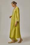 Shop_Priyal Prakash_Green Chanderi, Viscose, Organza Sequins, Embroidery V-neck Yoke Kurta Set _Online_at_Aza_Fashions