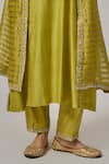 Shop_Priyal Prakash_Green Chanderi Gota Patti, Zari, Embroidery V-neck Work Kurta Set _Online_at_Aza_Fashions