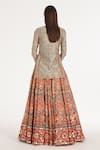 Buy_Abhinav Mishra_Orange Chanderi, Net Mirrors, Zari, Ruby Forest Smoke Kurta Lehenga Set _Online_at_Aza_Fashions