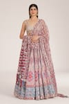 Buy_Abhinav Mishra_Peach Chanderi, Net Mirrors, Zari, Embroidery, Metallic Ucla Lehenga Set _at_Aza_Fashions