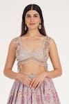 Shop_Abhinav Mishra_Peach Chanderi, Net Mirrors, Zari, Embroidery, Metallic Ucla Lehenga Set _Online_at_Aza_Fashions