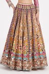Abhinav Mishra_Multi Color Chanderi, Net Mirrors, Zari, Embroidery Tangerine Hues Lehenga Set _at_Aza_Fashions