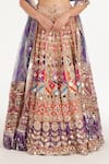 Buy_Abhinav Mishra_Red Chanderi, Net Mirrors, Zari, Embroidery V-neck Rebecca Pastel Lehenga Set _Online_at_Aza_Fashions
