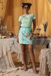 Buy_Kritika Murarka_Mint Cotton Blue Stripe Skirt _at_Aza_Fashions