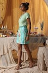 Buy_Kritika Murarka_Mint Cotton Blue Stripe Skirt _Online_at_Aza_Fashions