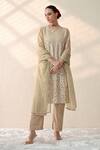 Buy_Ohh Crow_White Silk, Sequins, Mirrors, Embroidery Round Kurta Pant Set _at_Aza_Fashions
