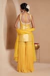 Shop_Muditaa By Urmila_Mustard Chanderi, Brocade, Georgette, Organza Tejasvi Woven Kurta Gharara Set _at_Aza_Fashions