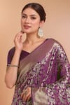Shop_Samyukta Singhania_Purple Zari V-neck Woven Banarasi Silk Saree With Blouse _Online_at_Aza_Fashions