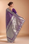 Shop_Samyukta Singhania_Purple Zari V-neck Woven Banarasi Silk Saree With Blouse _at_Aza_Fashions