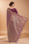 Shop_Samyukta Singhania_Purple Tassels, Zari Round Neck Woven Banarasi Silk Saree With Blouse _at_Aza_Fashions