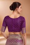 Samyukta Singhania_Purple Tassels, Zari Round Neck Woven Banarasi Silk Saree With Blouse _Online