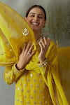 Buy_Vvani By Vani Vats_Green Georgette Round Mirror Embellished Kurta Set 