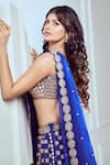 Shop_Vvani By Vani Vats_Blue Georgette, Organza Beads, Mirrors, Embroidery Floret Bridal Lehenga Set _Online_at_Aza_Fashions