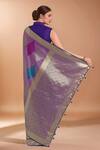 Shop_Samyukta Singhania_Lavender Zari Round Neck Woven Banarasi Silk Saree With Blouse _at_Aza_Fashions