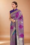 Buy_Samyukta Singhania_Lavender Zari Round Neck Woven Banarasi Silk Saree With Blouse _Online_at_Aza_Fashions