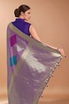 Shop_Samyukta Singhania_Lavender Zari Round Neck Woven Banarasi Silk Saree With Blouse _Online_at_Aza_Fashions
