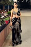 Buy_Vvani By Vani Vats_Black Georgette Mirrors, Sequins Meteor Embroidered Lehenga Saree With Blouse _at_Aza_Fashions