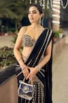 Shop_Vvani By Vani Vats_Black Georgette Mirrors, Sequins Meteor Embroidered Lehenga Saree With Blouse 