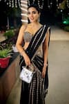 Buy_Vvani By Vani Vats_Black Georgette Mirrors, Sequins Meteor Embroidered Lehenga Saree With Blouse _Online