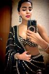 Shop_Vvani By Vani Vats_Black Georgette Mirrors, Sequins Meteor Embroidered Lehenga Saree With Blouse _Online