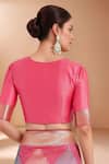 Samyukta Singhania_Pink Zari V-neck Woven Banarasi Silk Saree With Blouse _Online