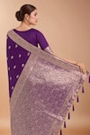 Buy_Samyukta Singhania_Purple Embroidery, Zari V-neck Woven Banarasi Saree With Blouse 