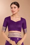 Shop_Samyukta Singhania_Purple Embroidery, Zari V-neck Woven Banarasi Saree With Blouse 