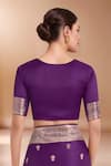 Samyukta Singhania_Purple Embroidery, Zari V-neck Woven Banarasi Saree With Blouse _Online