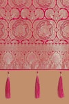 Shop_Samyukta Singhania_Pink Tassels, Zari V-neck Woven Banarasi Silk Saree With Blouse 