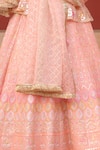 Buy_Amaltas Couture_Peach Organza Mirrors, Gota Patti, Embroidery V-neck Lehenga Set _Online_at_Aza_Fashions
