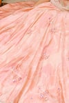 Buy_Amaltas Couture_Peach Silk, Net Sequins, Beads V-neck Flower Print Lehenga Set _Online_at_Aza_Fashions