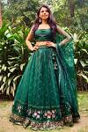 Buy_Amaltas Couture_Green Net Embroidery, Sequins Square Neck Lehenga Set _at_Aza_Fashions