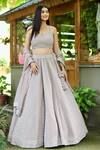 Buy_Amaltas Couture_Purple Georgette Sequins, Cut Work Sweetheart Neck Embroidered Lehenga Set _at_Aza_Fashions